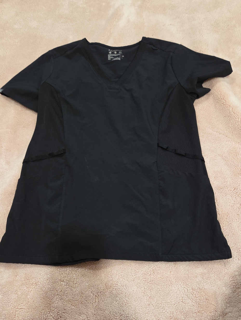 Hanes Black V-Neck Short Sleeve Scrub Top